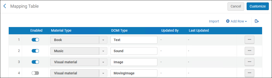 Material Type Mapping