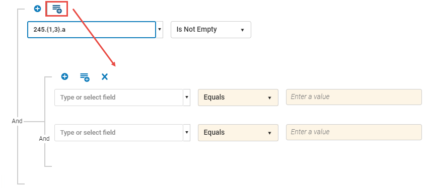 opening a group of fields in indication rule
