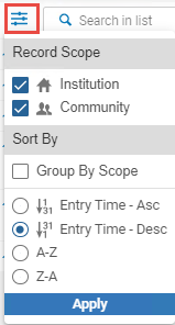 Filters list for records