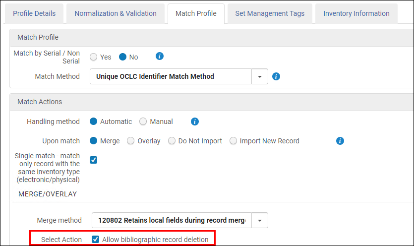 Allow Bibliographic Record Deletion Parameter