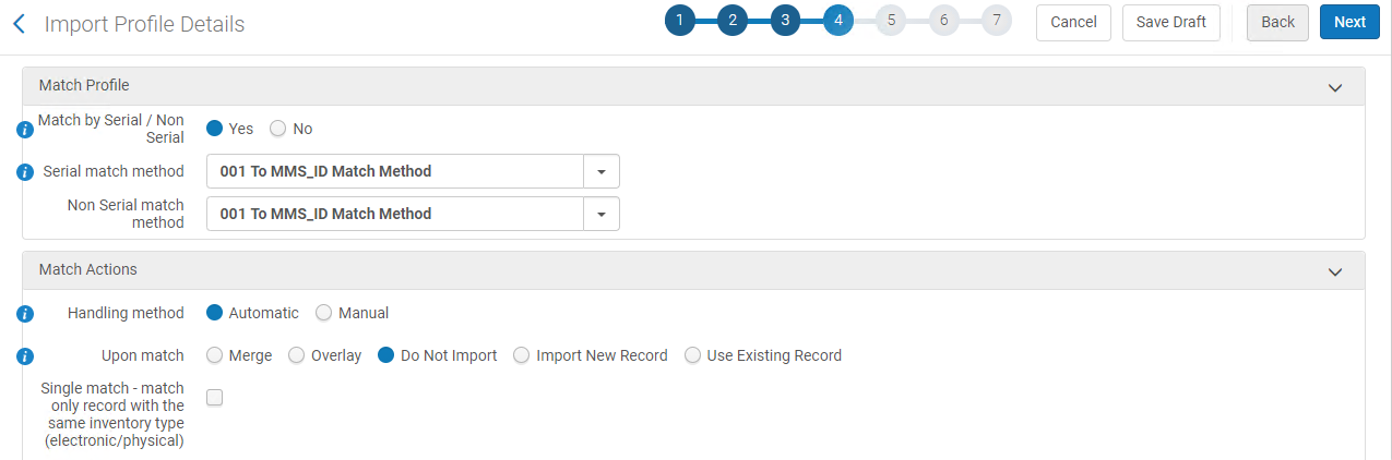 Import Profile Details - New Order Profile Type