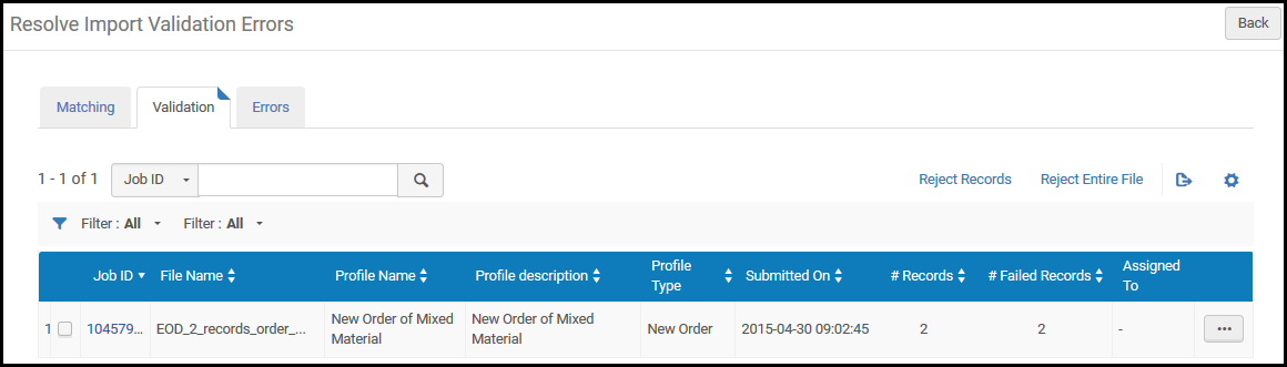 Resolve Import Validation Errors Page