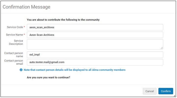 confirm message for sharing GES