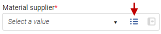 The Pickup icon in the Material Supplier field.