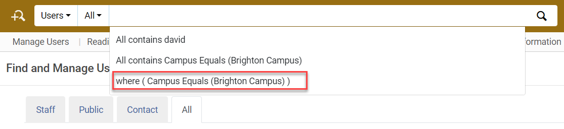 An example of an advanced search showing recent results.