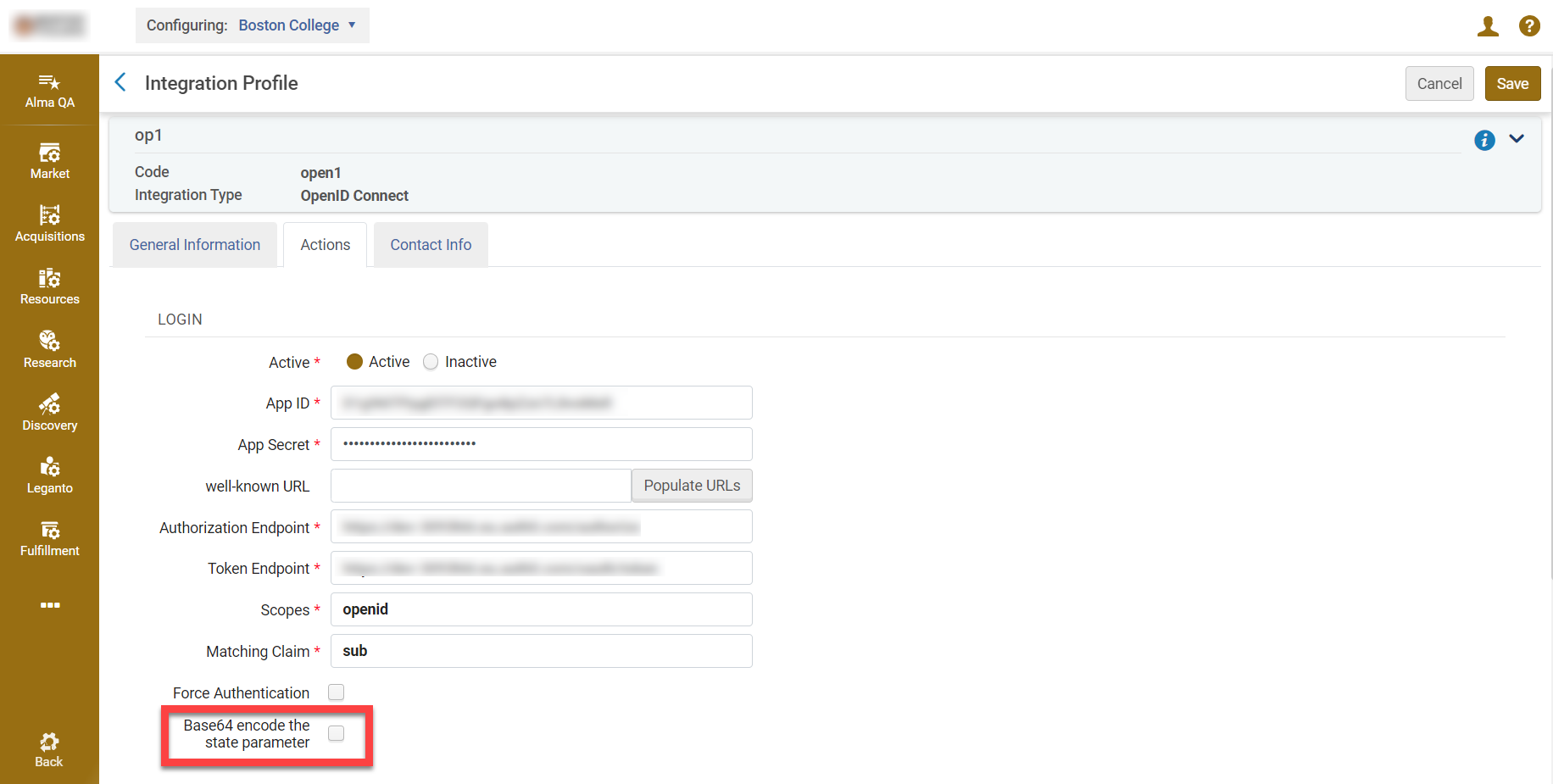 Base64 encode the state parameter.