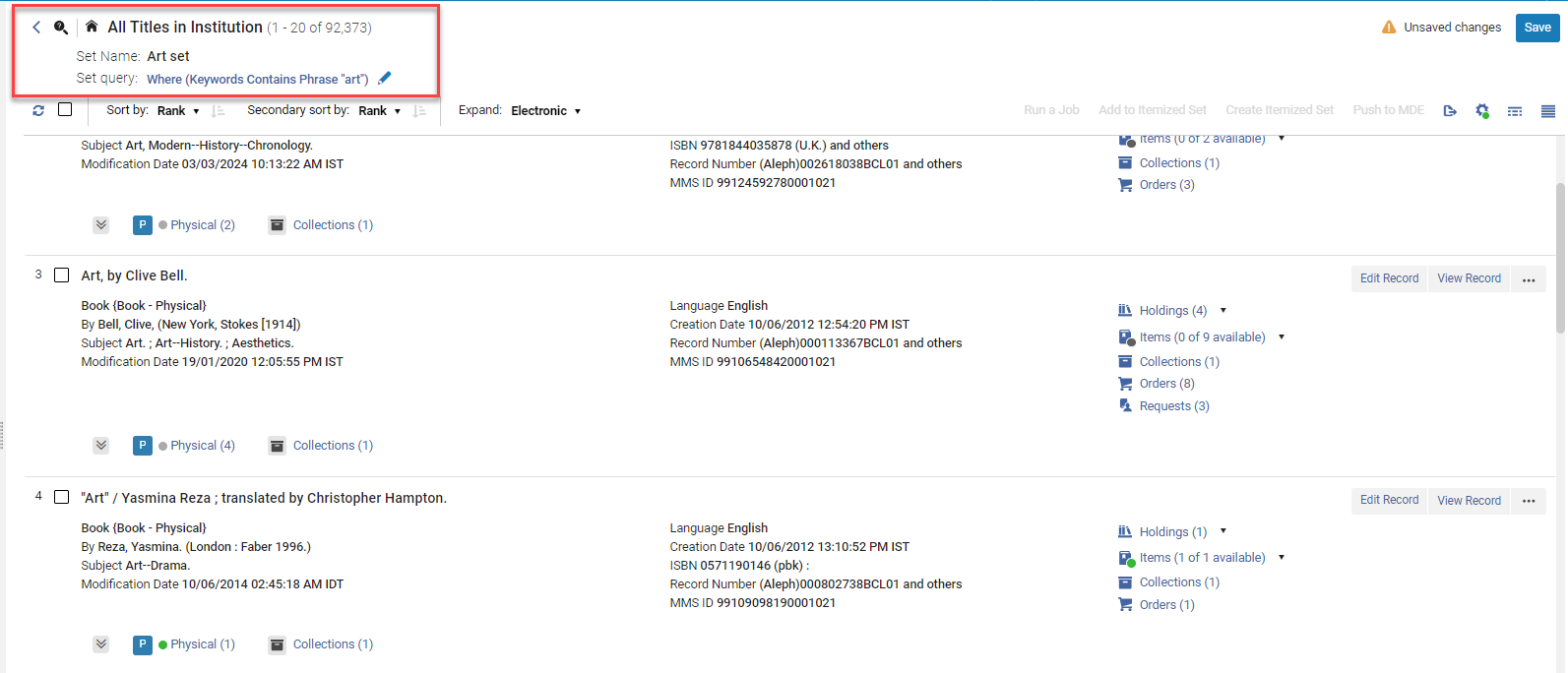 The new logical set query header area.
