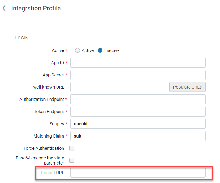 The Logout URL field.