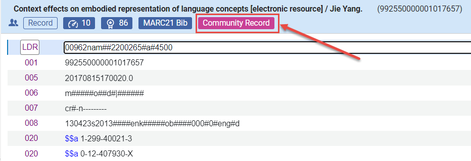 Prominent Indication when editing a Community Record