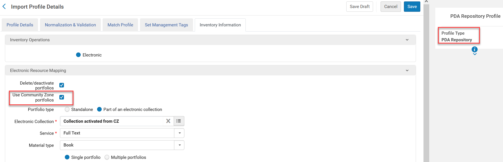 The Use Community Zone checkbox for PDA.