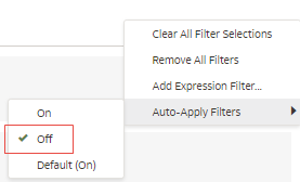 Auto apply filters is off by default.