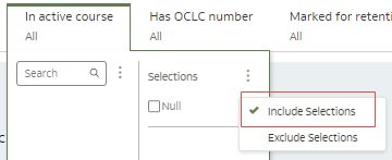 The include selections option is selected by default.
