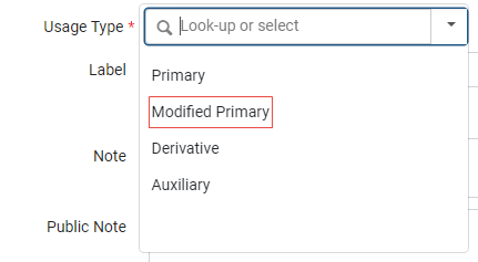 The modified primary representation usage type.