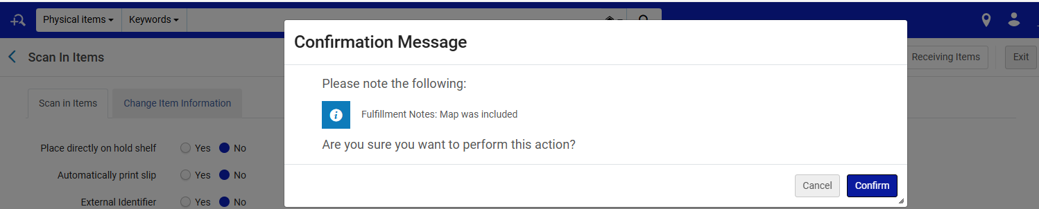 The Fulfillment note field on the borrower side.