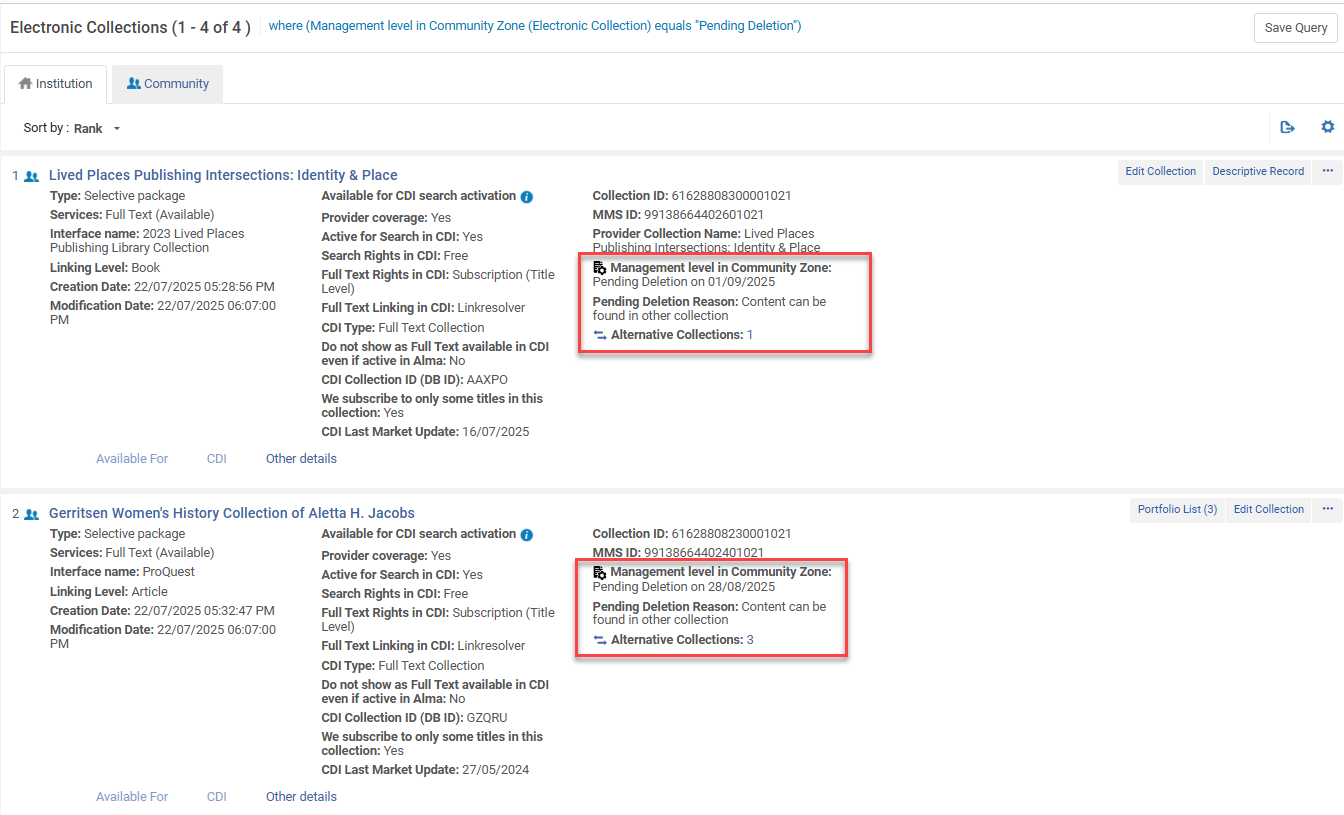 The Pending Deletion details.