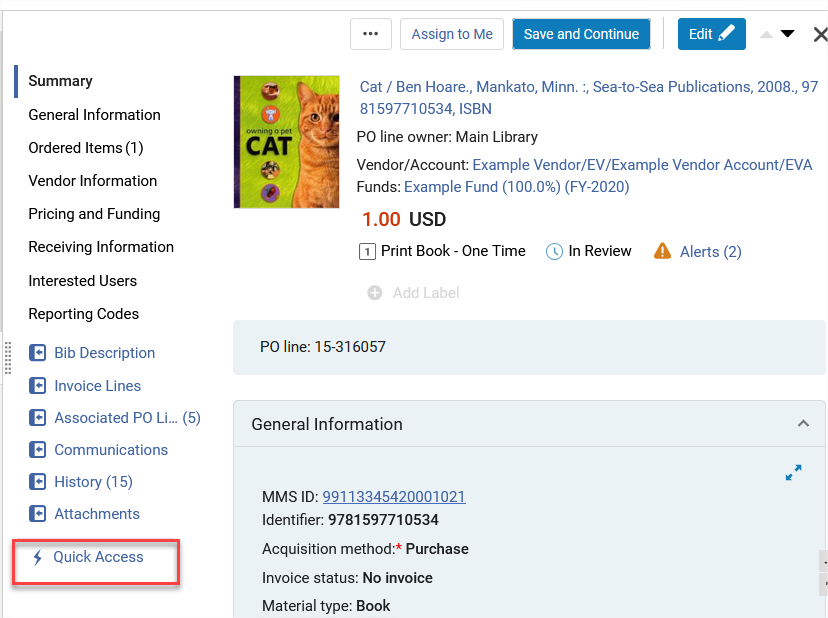 The Quick Access link.