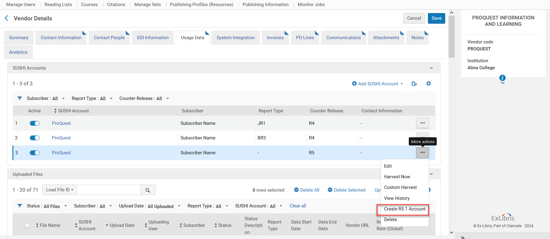 The Create R5.1 account option.