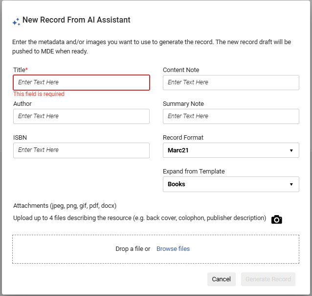 Upload - New Record from AI Assistant