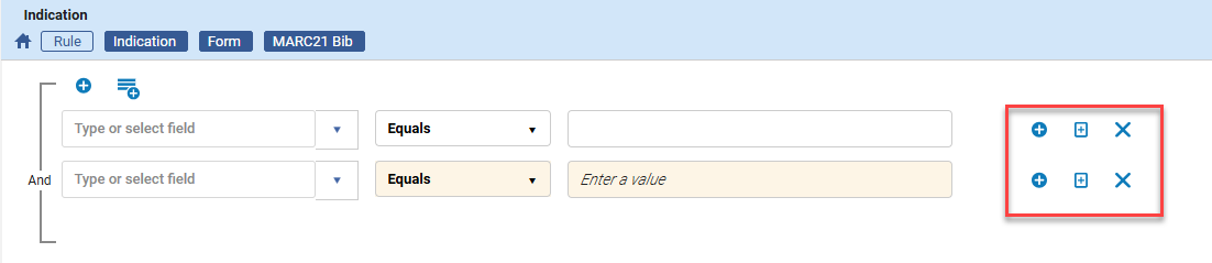The add/duplicate indication rules.
