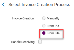 The From File option for invoices.