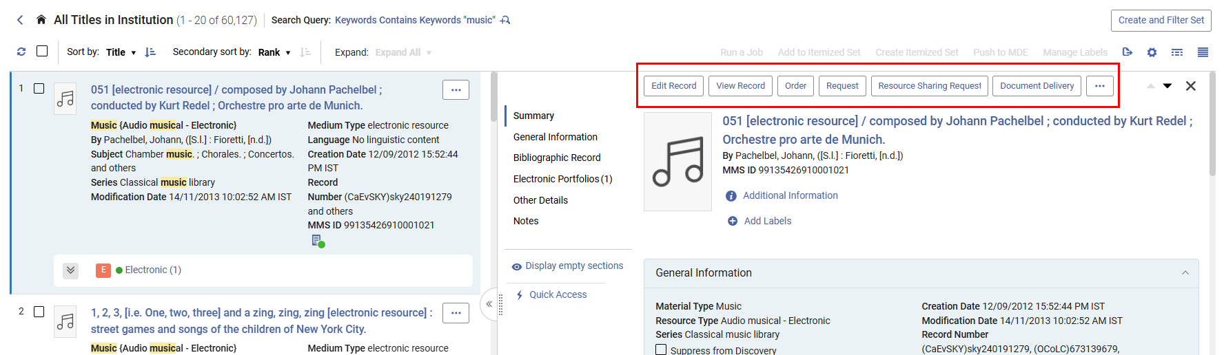 The aligned left view of the action buttons in the list view.