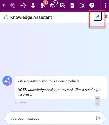 The icon to pin the AI Assistant.