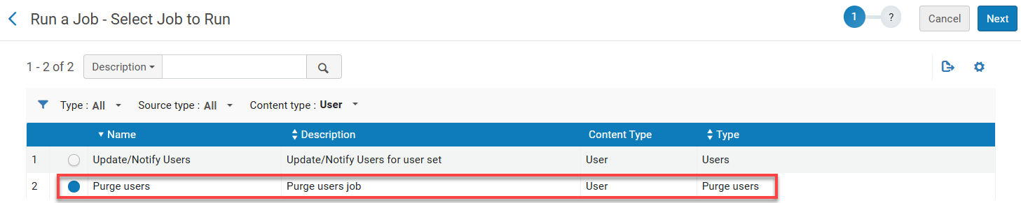 The Purge Users job.
