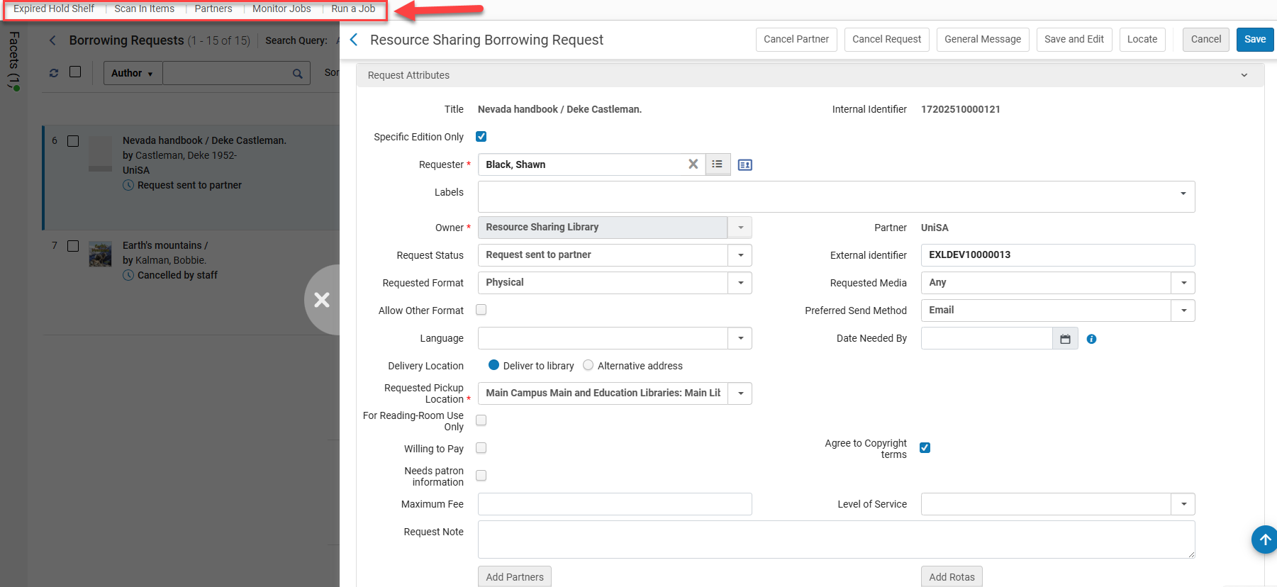 The quick links menu pinned above the sliding panel.