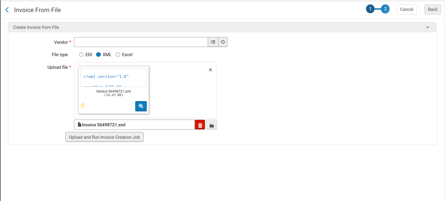 The German format for creating invoices from an XML file.