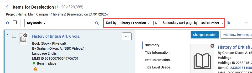 Primary and secondary Sort by fields.