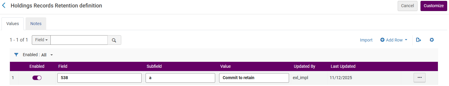 The Holding records retention definition page.