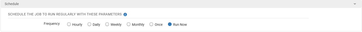 The Run Now option for scheduling a job.