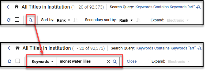 The secondary search box.