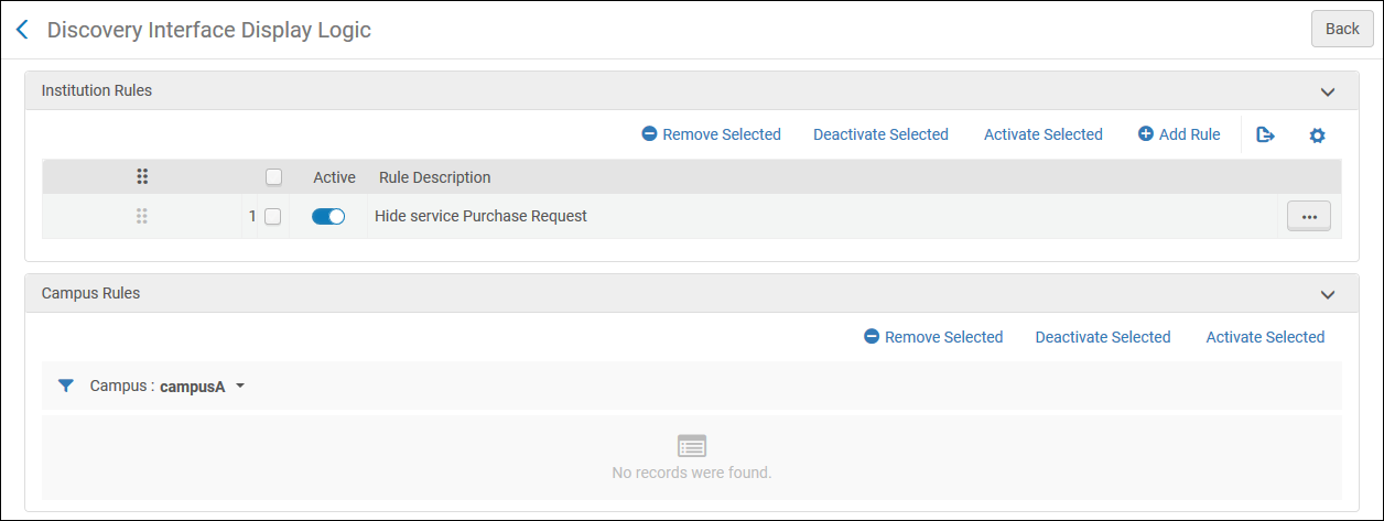 The Discovery Interface Display Logic page.