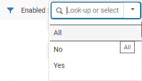Enable/Disable Filter in Code and Mapping Tables