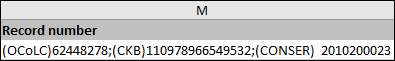 Record Number with Multiple 035 $a Entries Exported to Excel