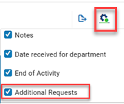 The option to add the Additional Requests column.
