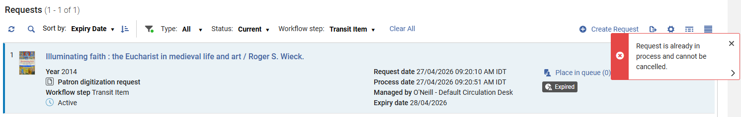 Cancellation not allowed