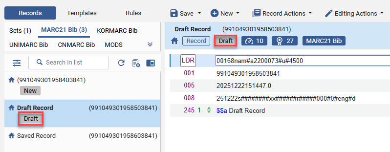 Draft Badge Indication