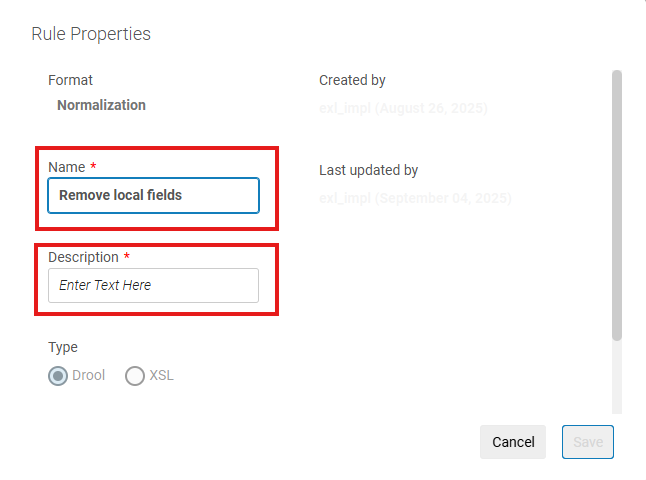 Rule Properties - Editable Name Field