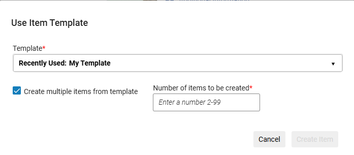 The option to use the item template.