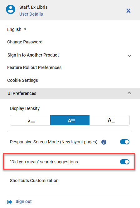 User level setting
