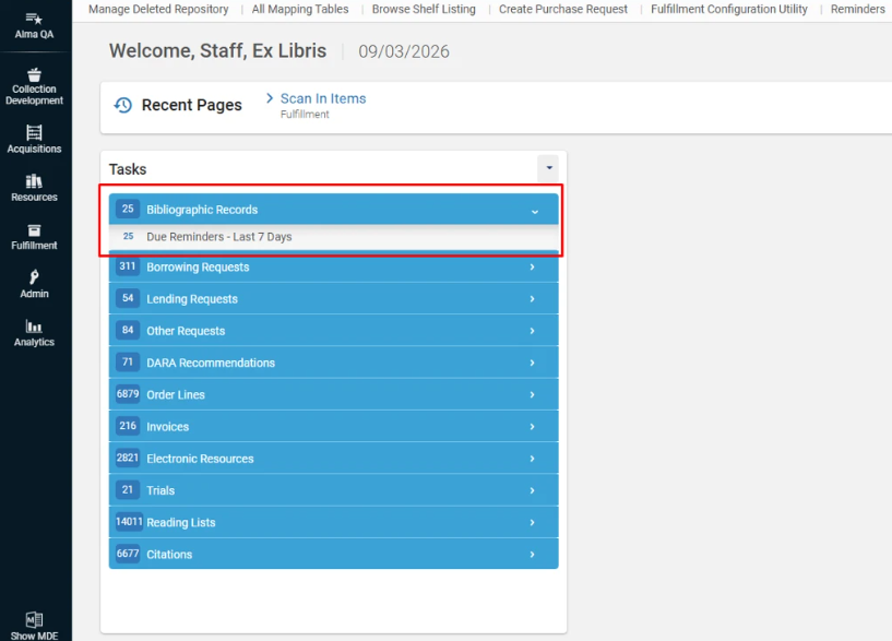 Bibliographic Reminder Widget