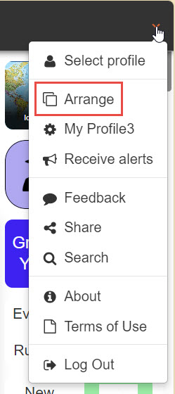 Arrange Option in the Web App Menu.