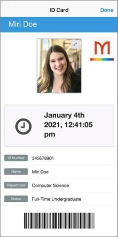 A sample ID card.