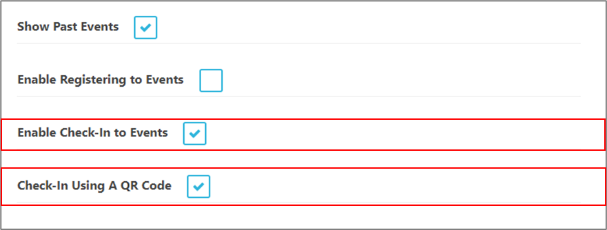 Enabling the QR code check-in setting.