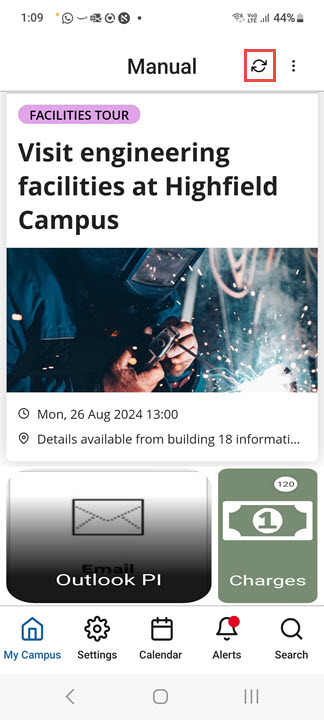 Refresh Button in the Homepage.