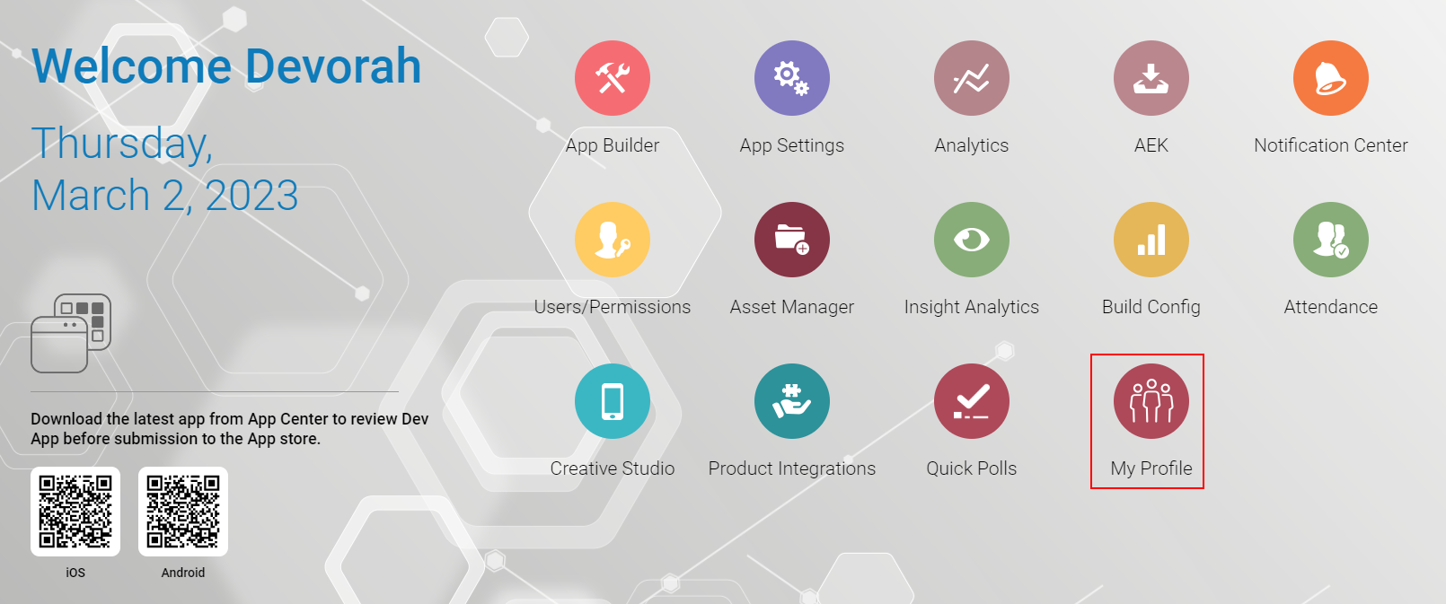 The app manager my profile icon.