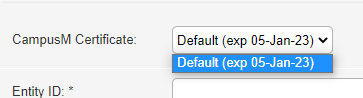 Certificate credentials confiugration pane.