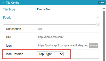 New Icon Position Field in the settings of a feed in the App Builder.